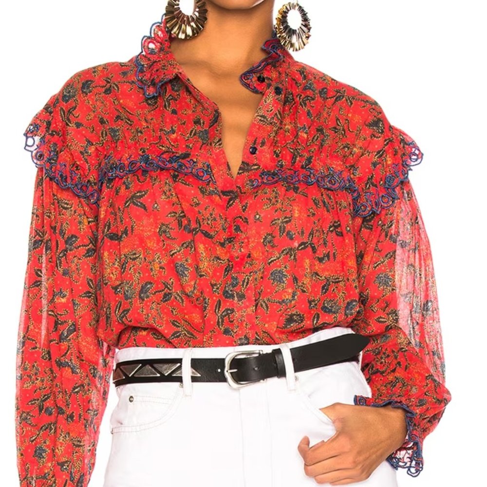 Isabel Marant Etoile Elmira Floral Embroidered Blouse